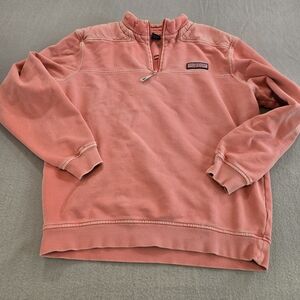 Vineyard Vines Quarter Zip Pullover Sweatshirt Coral Pink Cotton Size M
